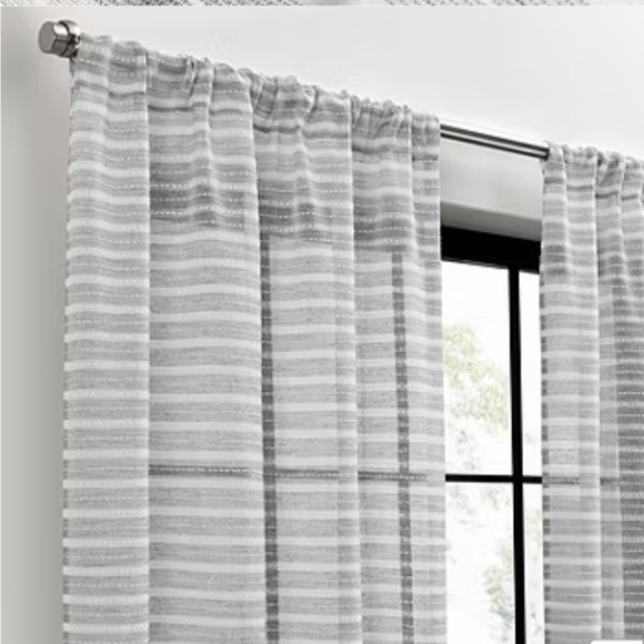 Mercantile Stellan Sheer Rod Pocket Set of 2 Curtain Panel-grey 4 sets - Picture 4 of 4